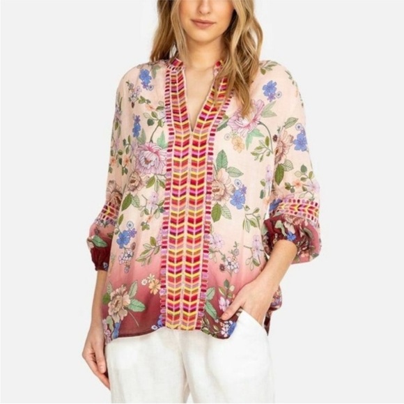 Johnny Was Tops - Johnny Was Paris Effortless Blouse Size Medium